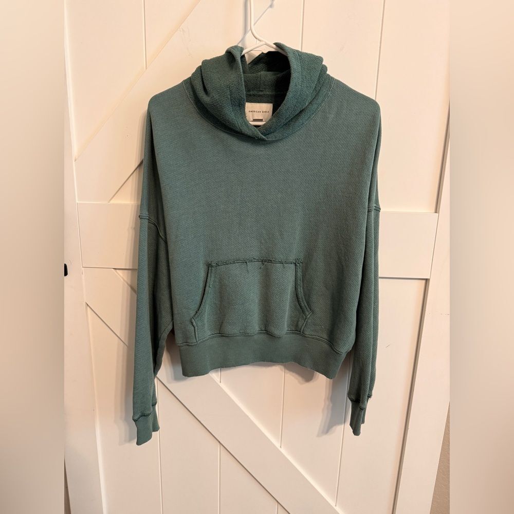 American Eagle Outfitters Teal Green Sweatshirt Hoodie Women's XS Cotton Blend